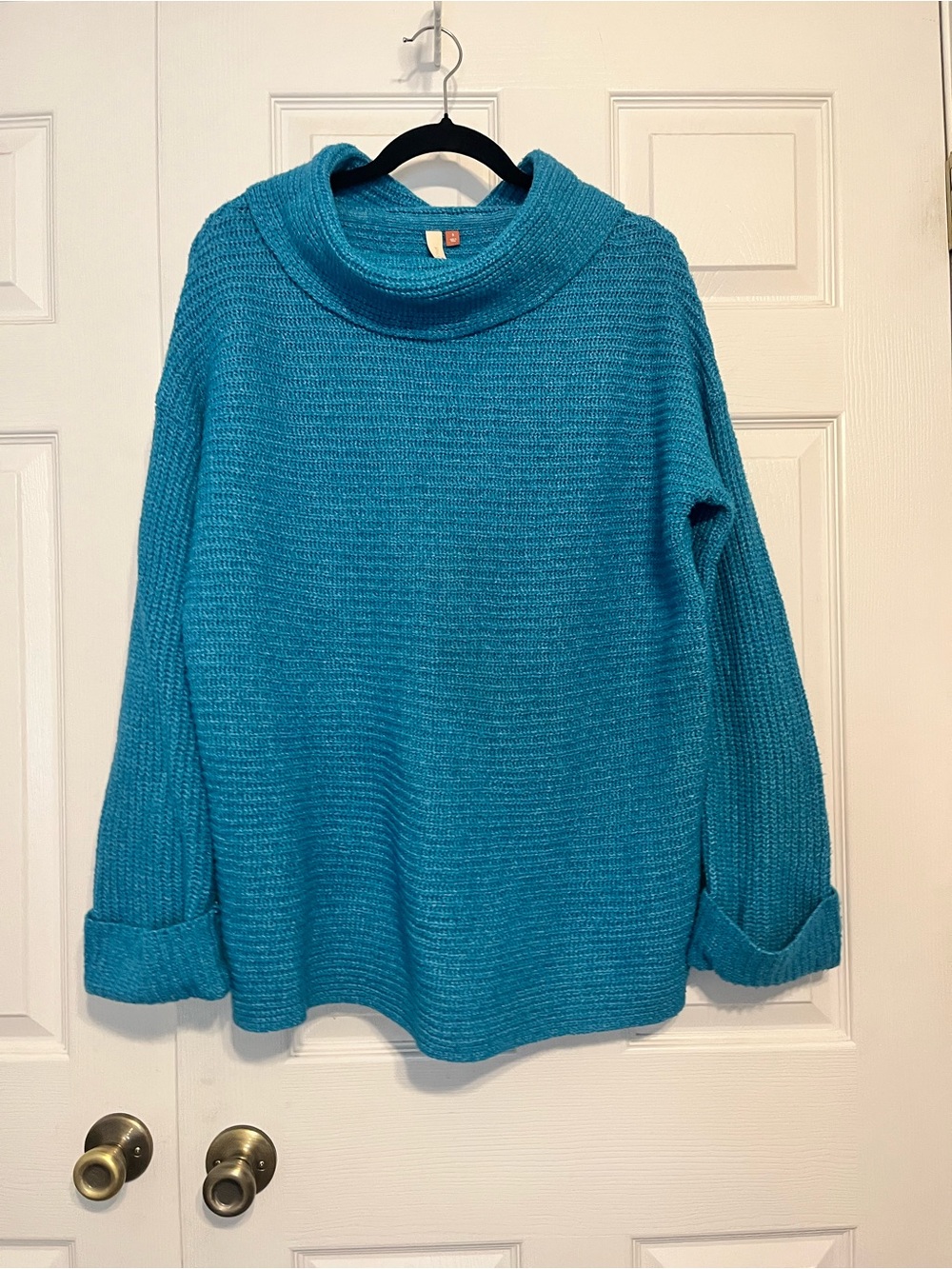 Anthropologie Pilcro Aqua Blue Cowl Neck Sweater Cozy Oversized Slouchy Small